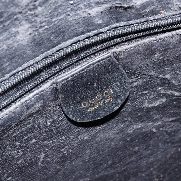 GUCCI Bamboo Hand Bag Leather Black Gold 001 3754 1638 Auth BA6049 - Picture 14 of 16